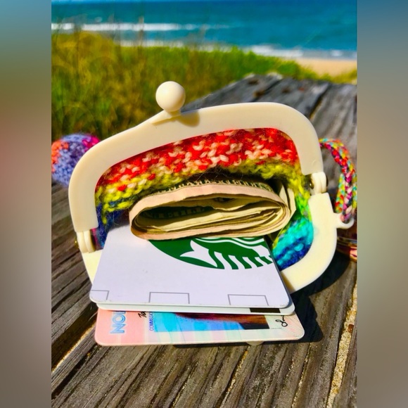 Handmade Knit Little Monster Googly Eye Snap Coin Purse Wallet OOAK - Picture 8 of 13